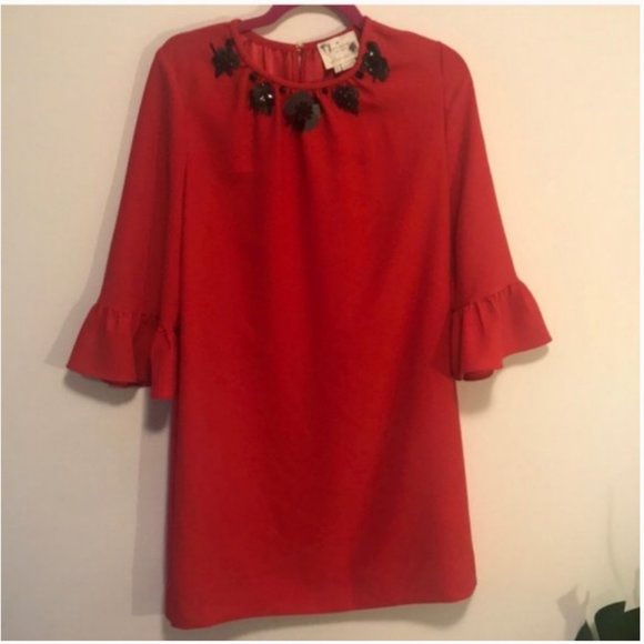 kate spade red bell sleeve shift dress size 4 nwot - Picture 1 of 4